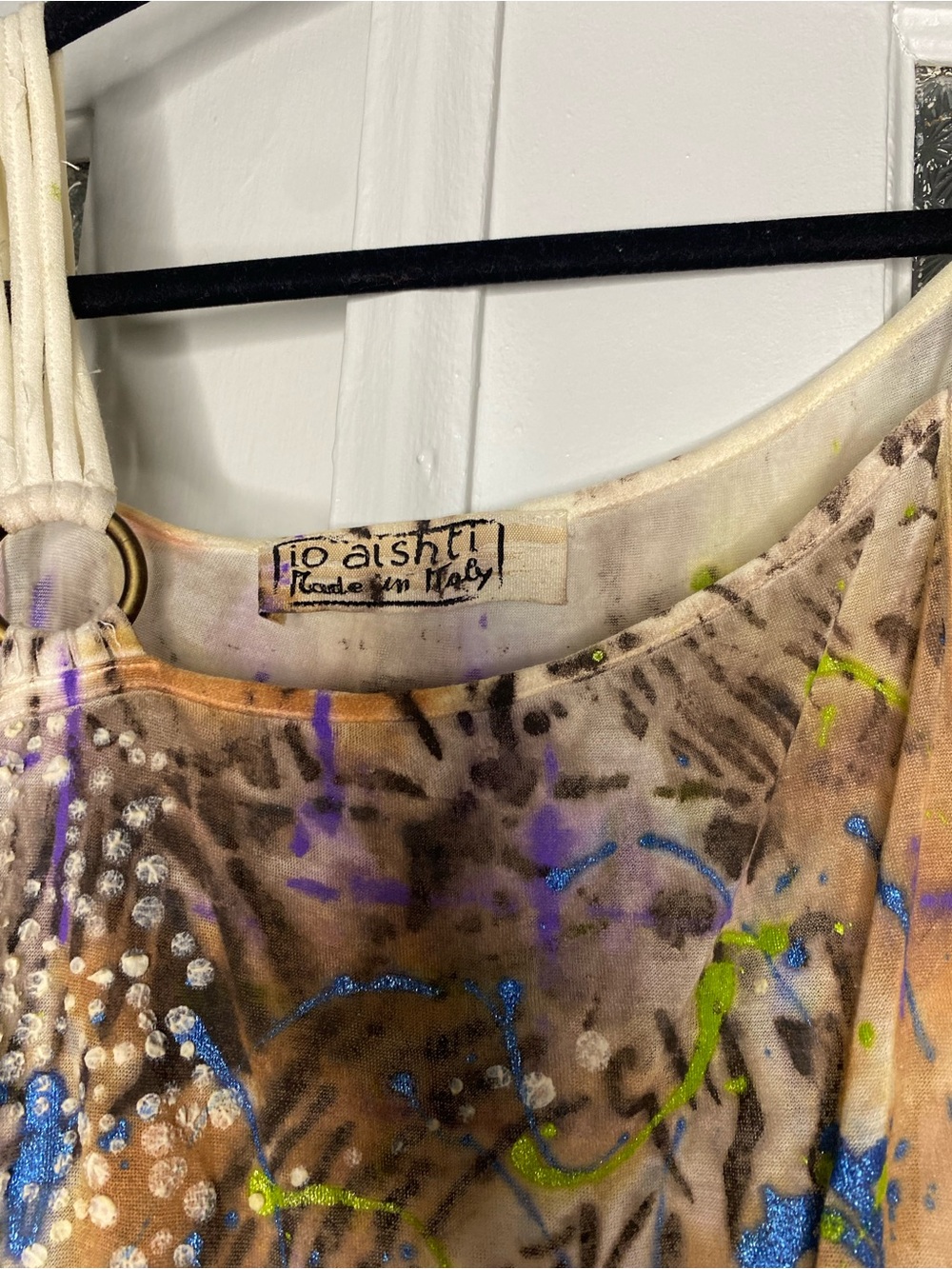 Hand-Dyed grafitti bodice dress with handkerchief hem - Picture 5 of 6